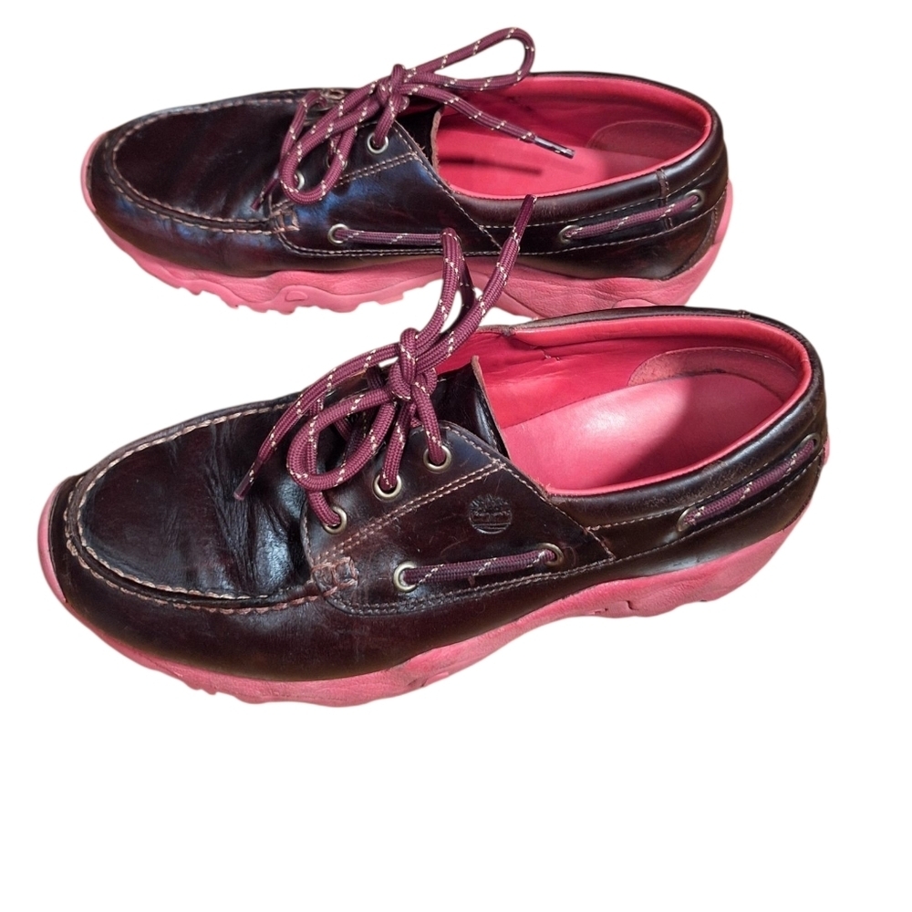 Timberland PRO Men’s Brown PINK Boat Shoes Size 9 READ AD Old Money Preppy